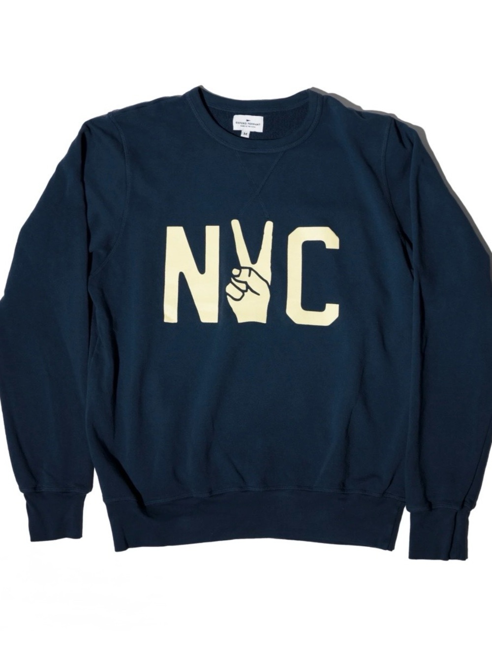 Oxford Pennant Navy NYC Peace Sign Cotton Crewneck Pullover Sweatshirt Size XL